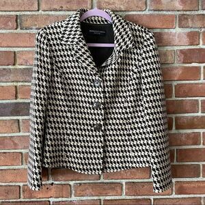 Dana Buchman Petite Checkered Tan and Black Button Up Blazer Size 10